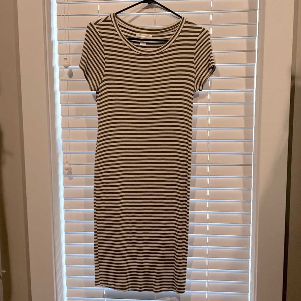 Motherhood maternity green and white striped dress